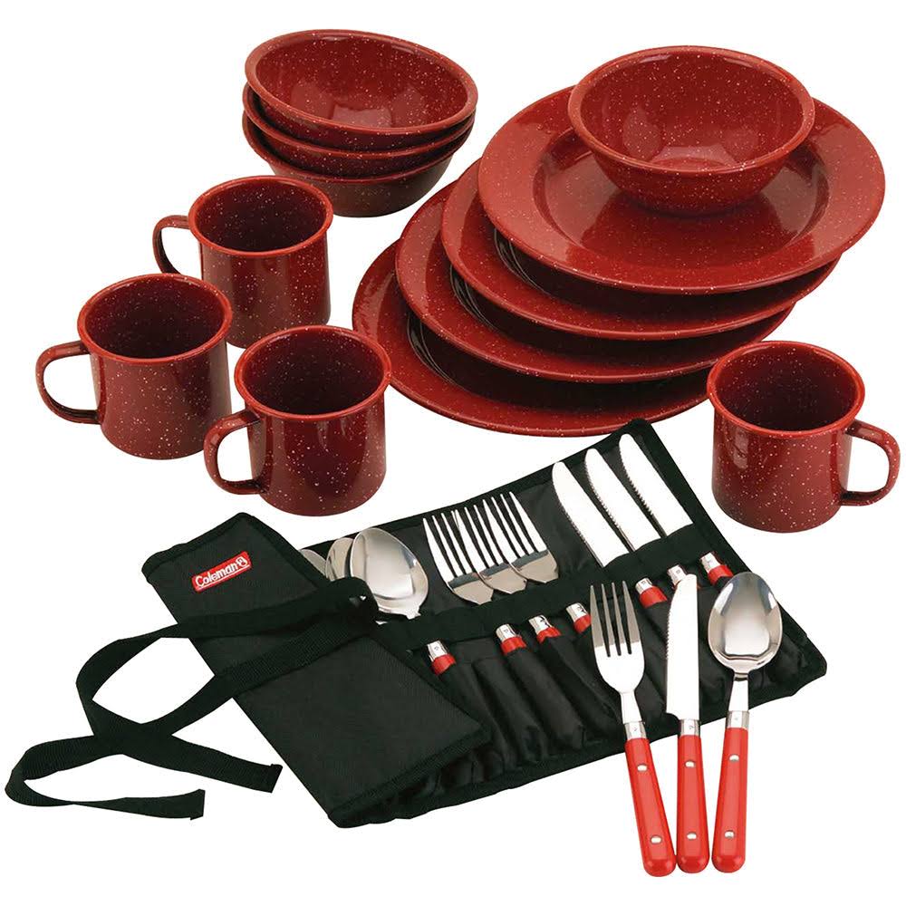Coleman 24-Piece Speckled Enamelware Cook Set - Red Review - Clinch River Fishing USA