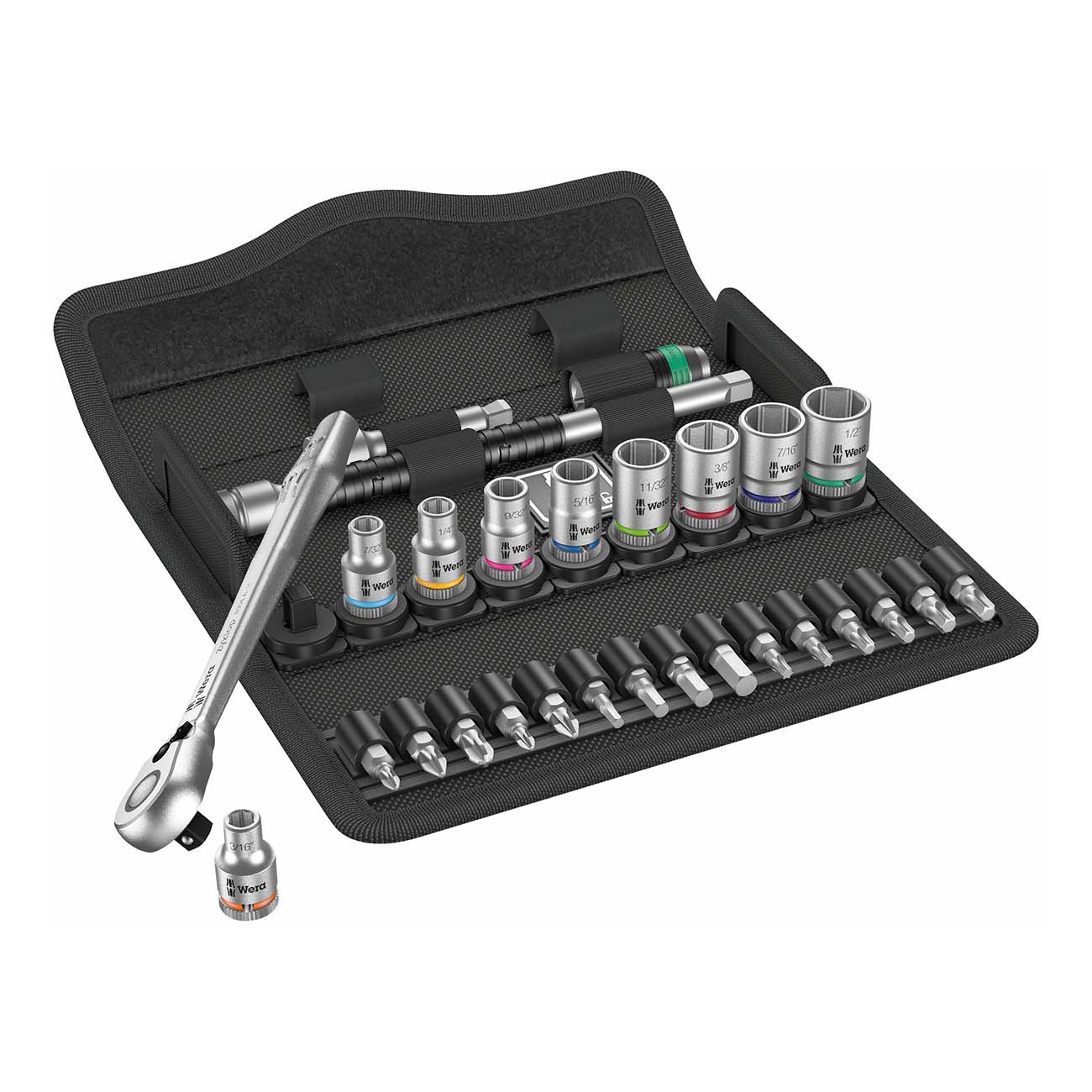Wera 1/4GÇ¥ Drive Switch Ratchet SAE Socket and Bit Set (28 Piece)