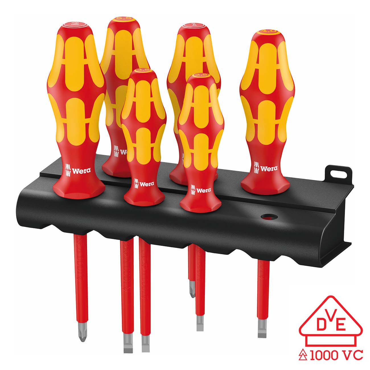 Wera VDE Insulated Screwdriver Set with Rack (6-Piece)