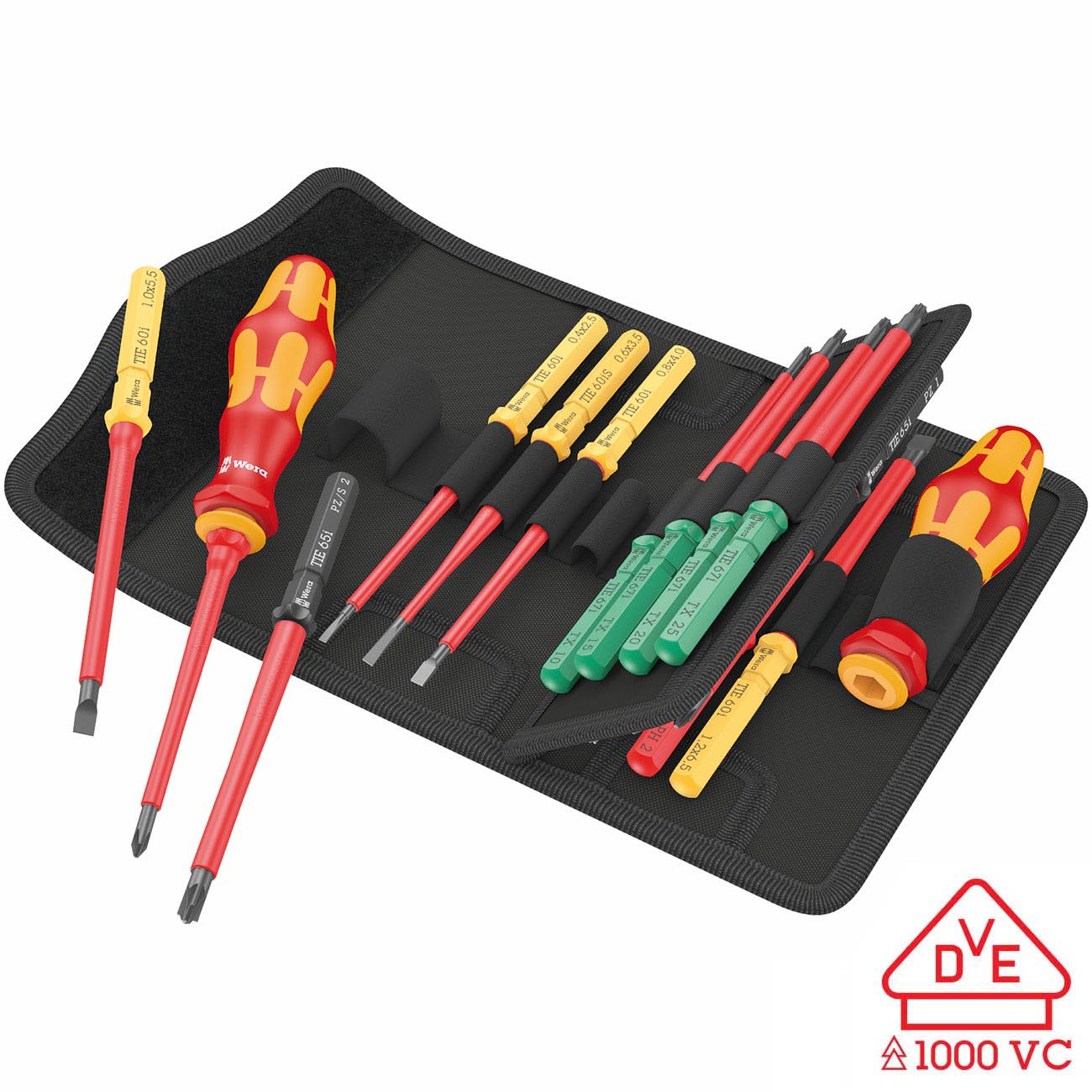 Wera VDE Insulated Reduced Shaft Diameter Blade-Holding Screwdriver Set (17 Piece)