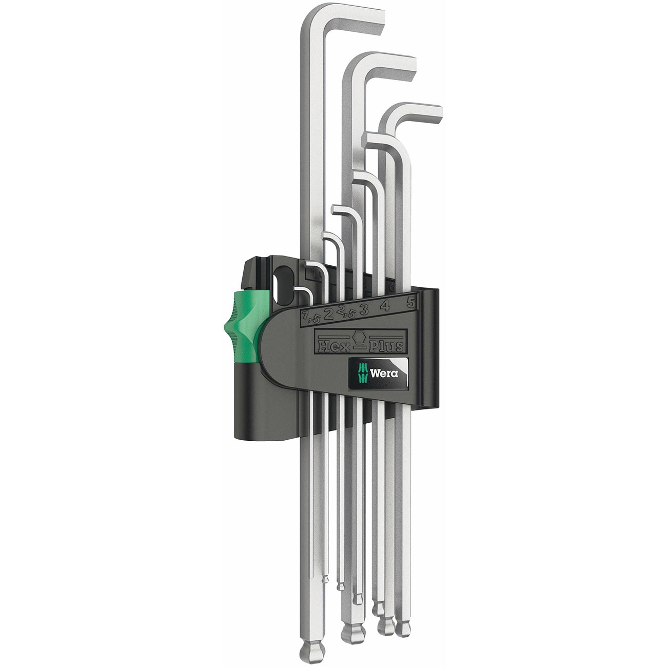 Wera Metric Hex-Plus Chrome-Plated Stainless Steel Long Shaft L-Key Wrench (9-Piece)
