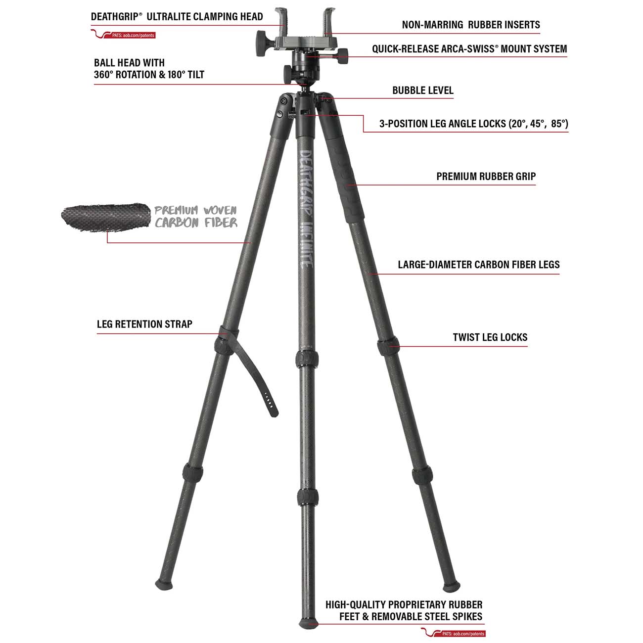 BOG DeathGrip Infinite Carbon Fiber Tripod with Heavy Duty Construction 360 Degree Ball Head