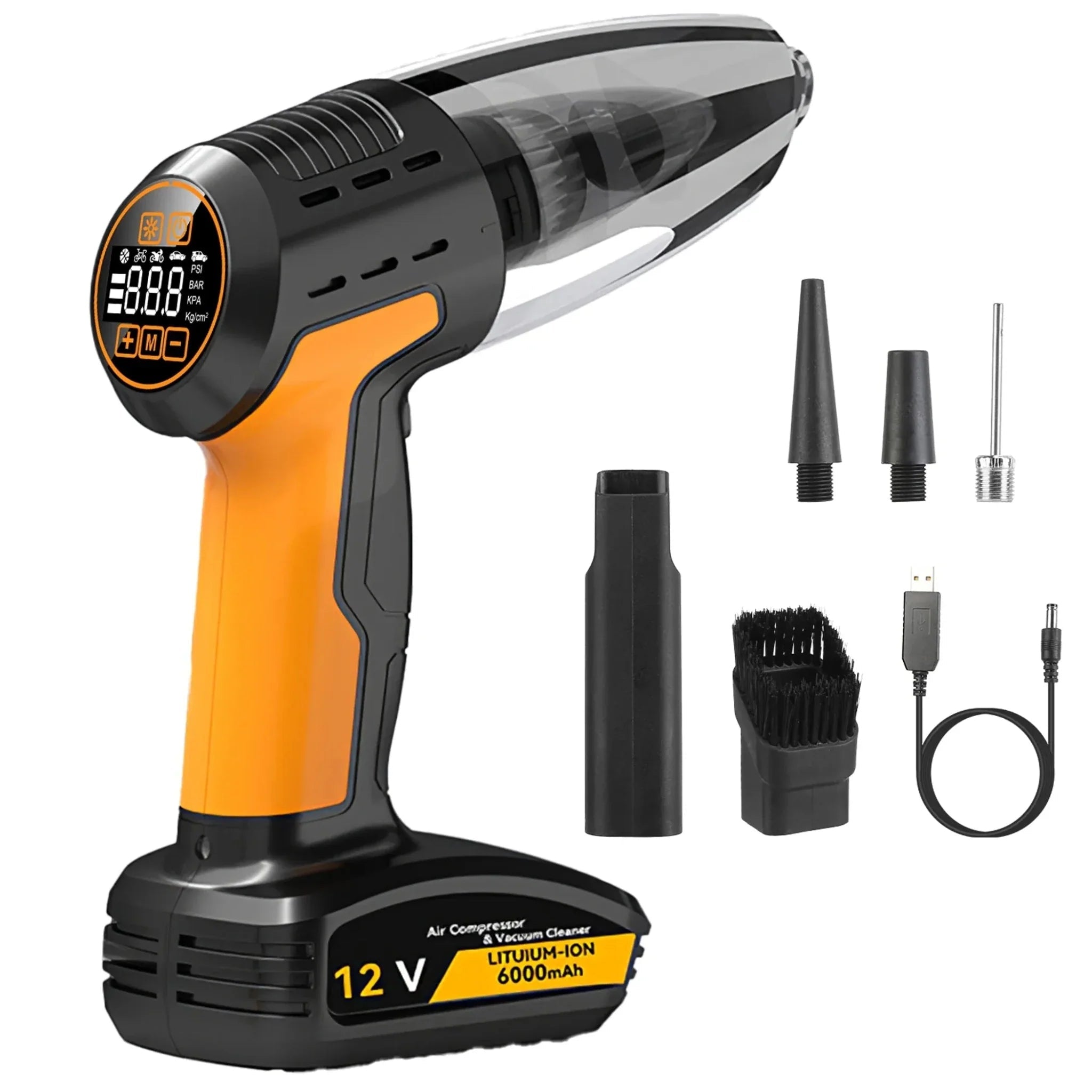4 In 1 Cordless Car Vacuum Cleaner and Tire Inflator with LED Light - Clinch River Fishing USA