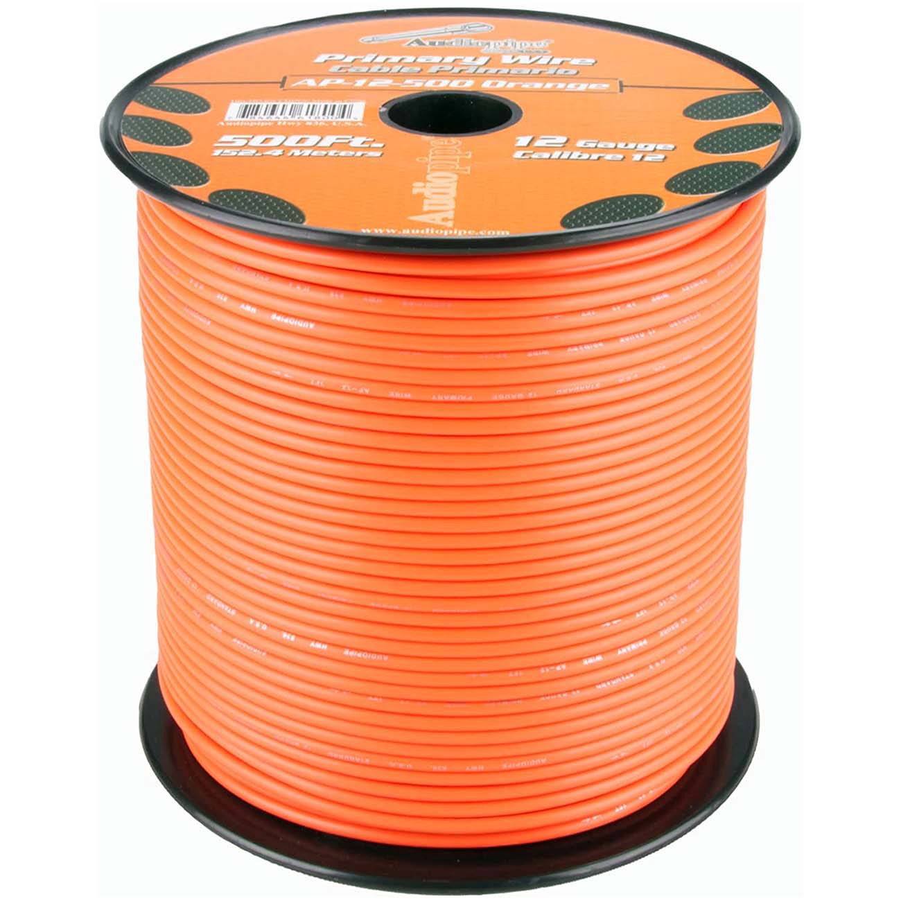Audiopipe Primary Wire 12-Gauge 500 Foot Spool - Orange