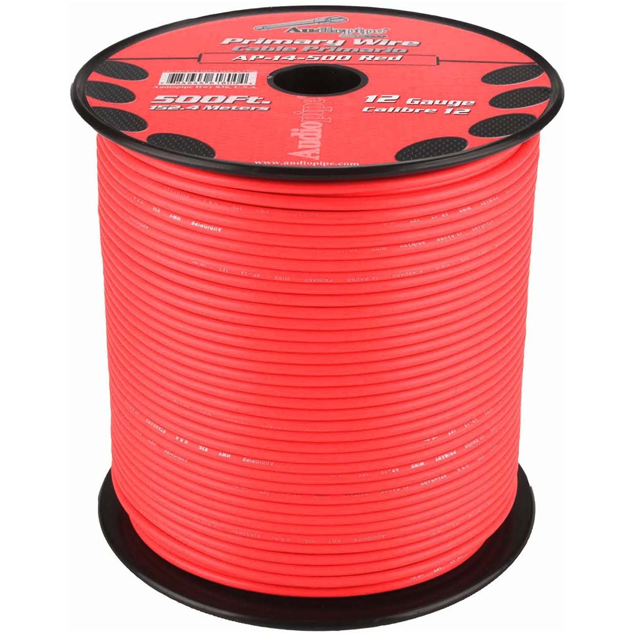 Audiopipe Primary Wire 12-Gauge 500 Foot Spool - Red