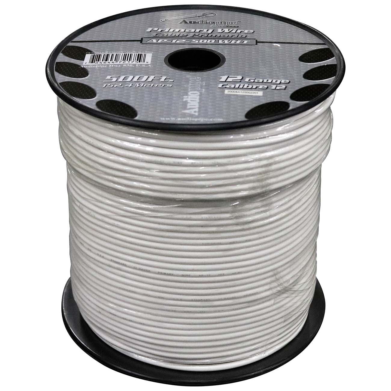 Audiopipe Primary Wire 12-Gauge 500 Foot Spool - White