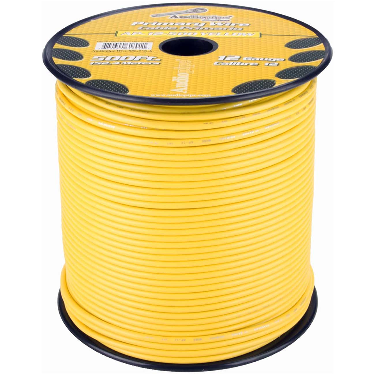 Audiopipe Primary Wire 12-Gauge 500 Foot Spool - Yellow