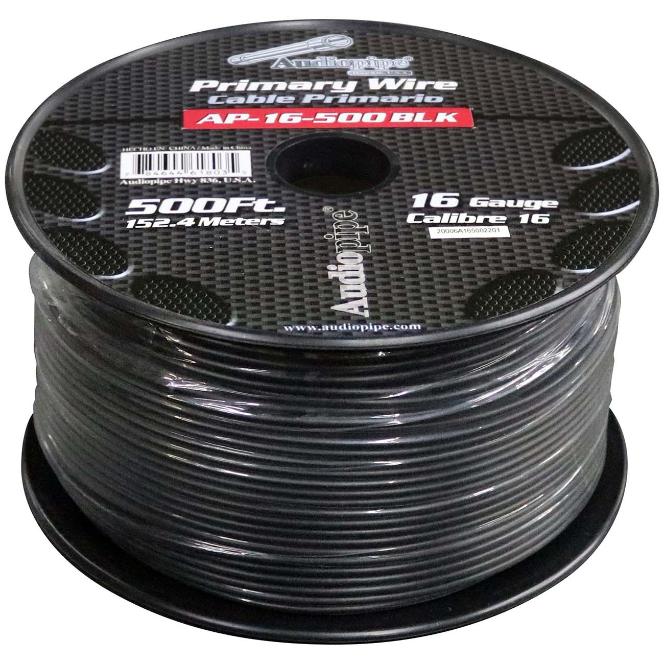 Audiopipe Primary Wire 16-Gauge 500 Foot Spool - Black