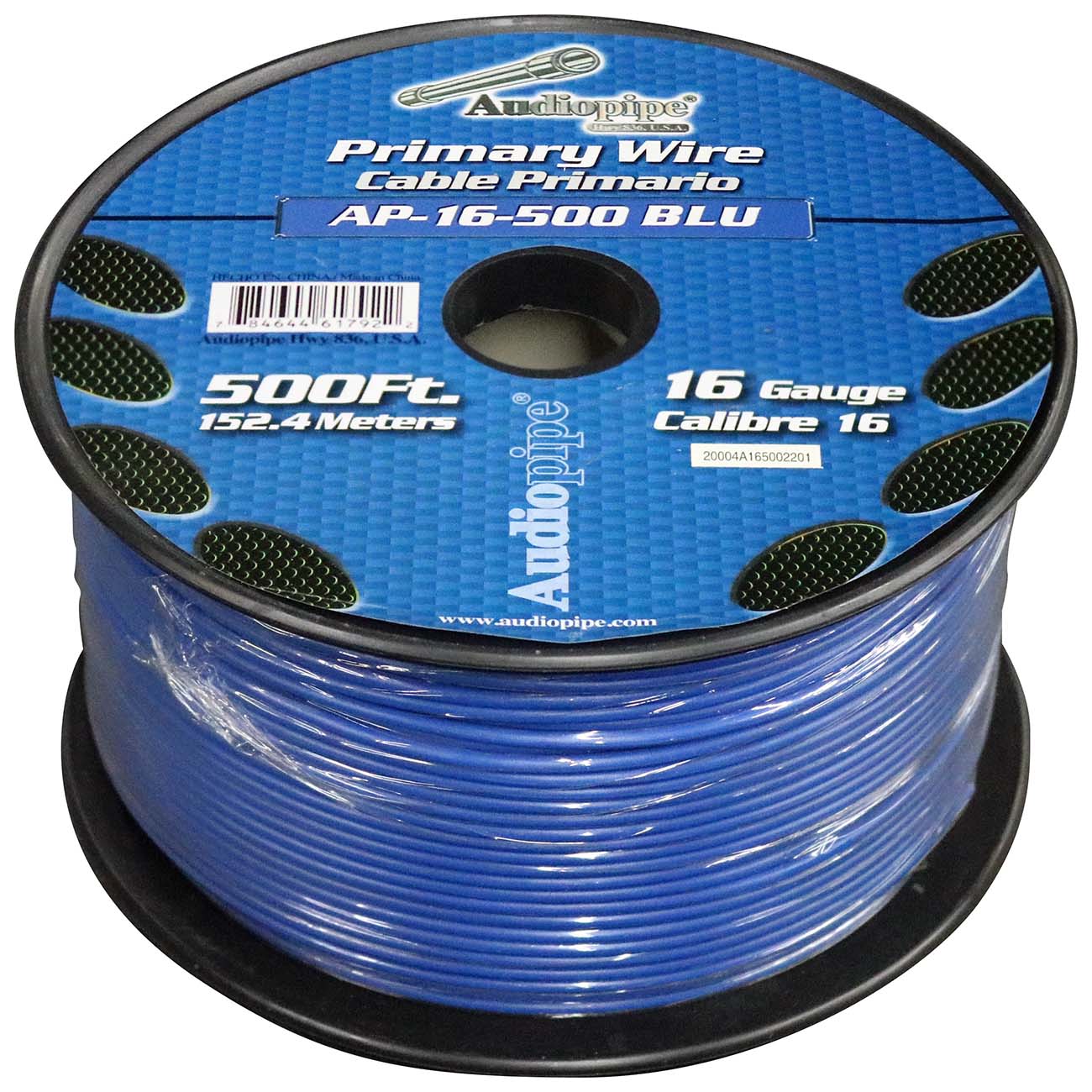 Audiopipe Primary Wire 16-Gauge 500 Foot Spool - Blue