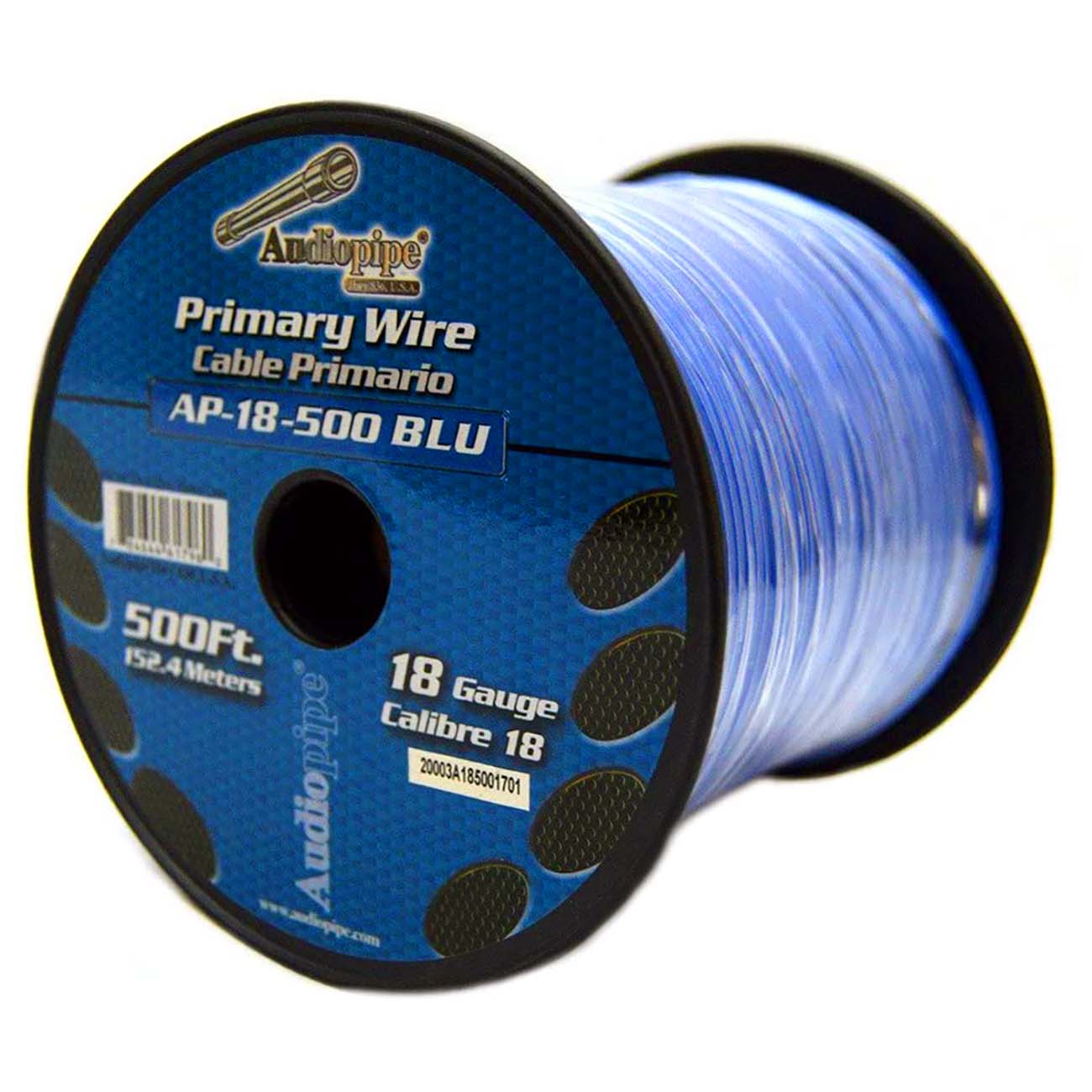 Audiopipe Primary Wire 18-Gauge 500 Foot Spool - Blue