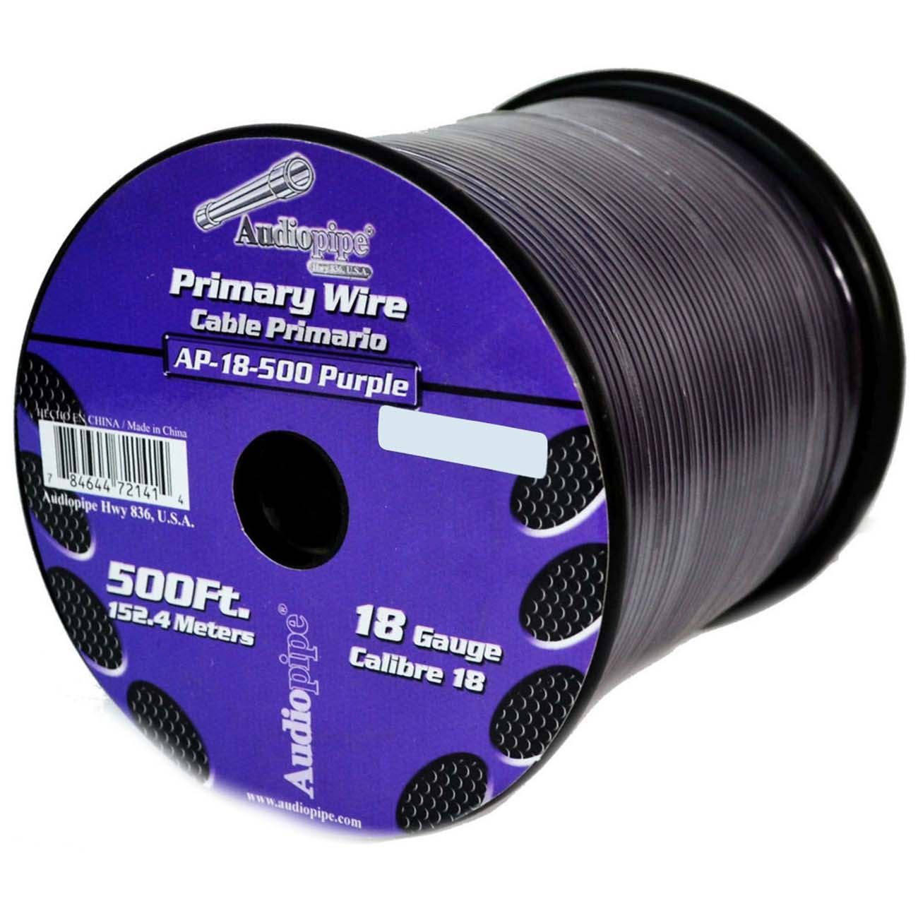Audiopipe Primary Wire 18-Gauge 500 Foot Spool - Purple