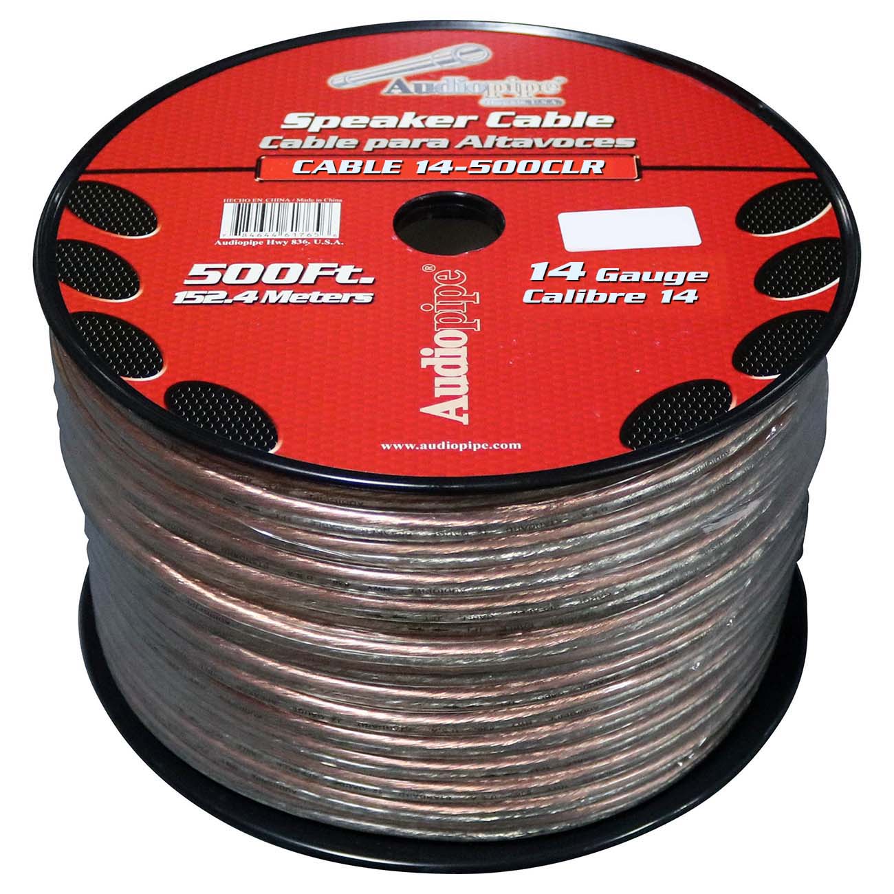 Audiopipe Speaker Wire 14-Gauge 500 Foot Spool - Clear Insulation