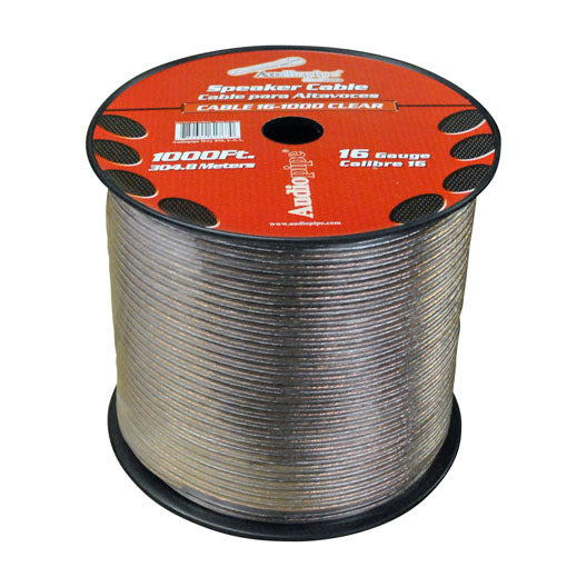 Audiopipe Speaker Wire 16-Gauge 1000 Foot Spool - Clear Insulation