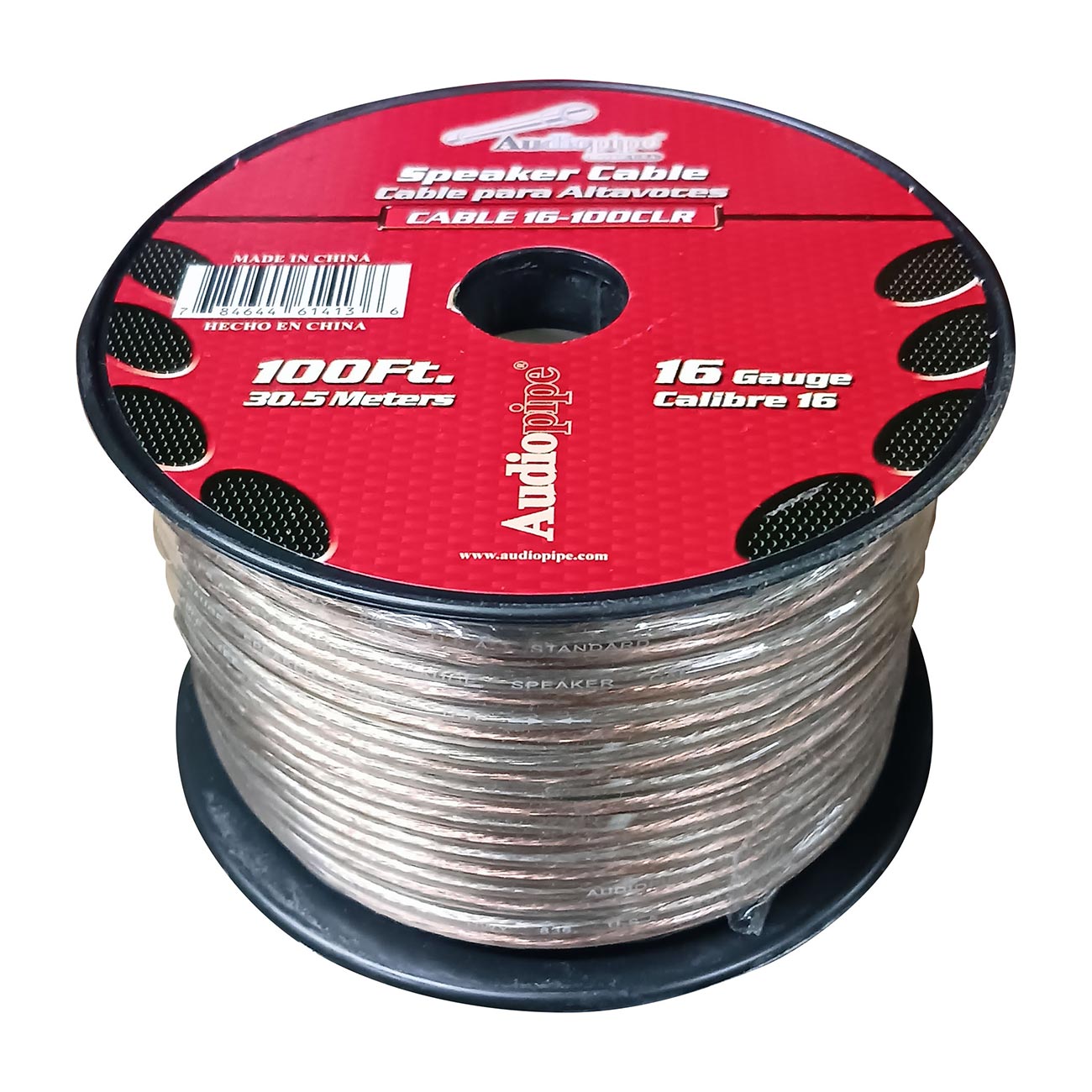 Audiopipe Speaker Wire 16-Gauge 100 Foot Spool - Clear Insulation