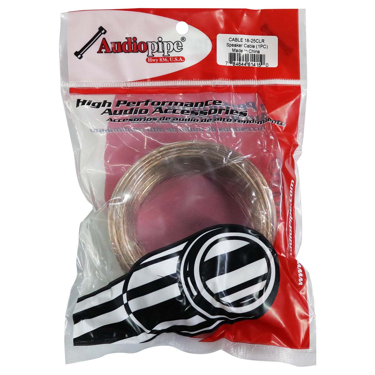 Audiopipe Speaker Wire 18-Gauge 25 Foot Poly Bagged - Clear Insulation