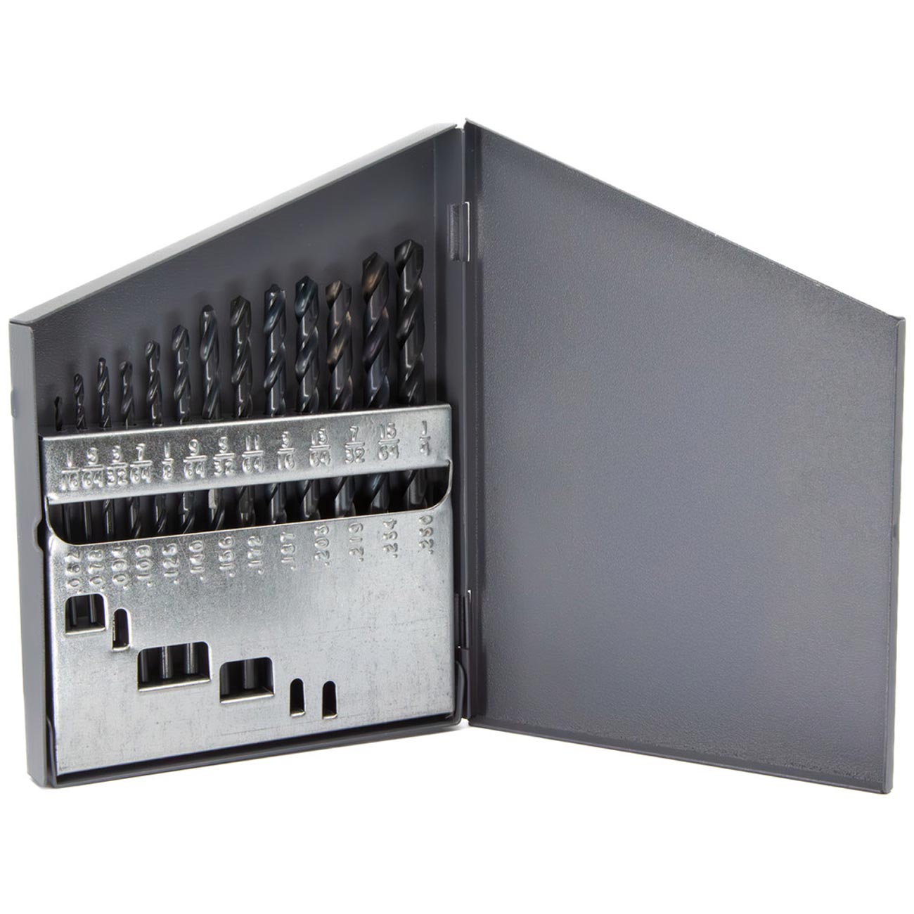 DRILL AMERICA High Speed Steel Left Hand Drill Set - Sizes 1/16" - 1/4" x 64ths (13-Piece)