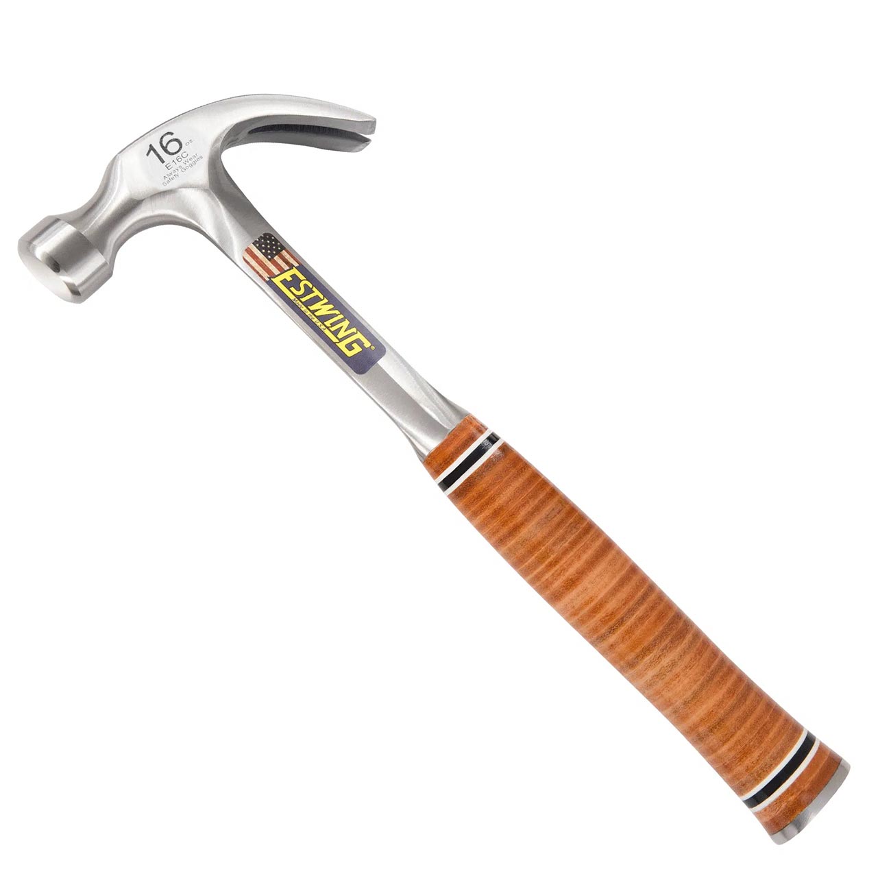 Estwing 16 oz. Smooth Face Curved Claw Hammer - Leather Grip