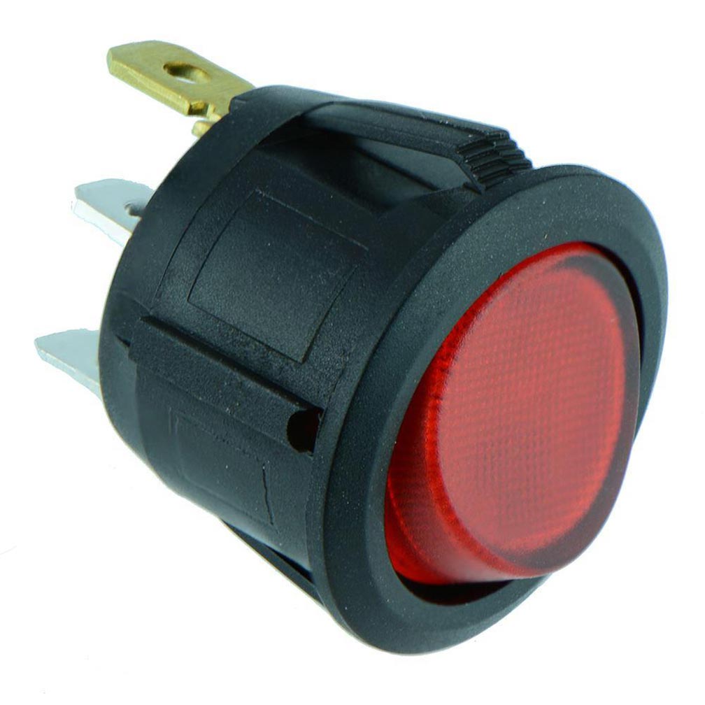 SWITCH ROUND ROCKER W/RED LED 10 PACK
