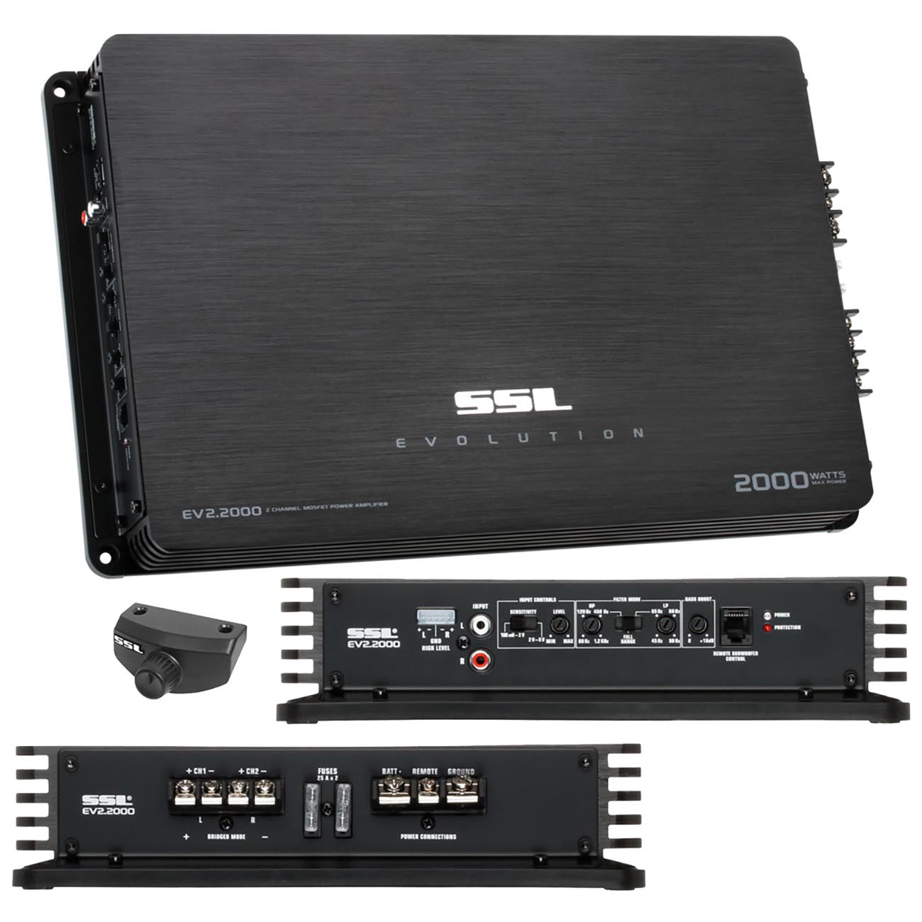 Soundstorm Mosfet 2CH 2000W Power Amplifier Remote Woofer level control