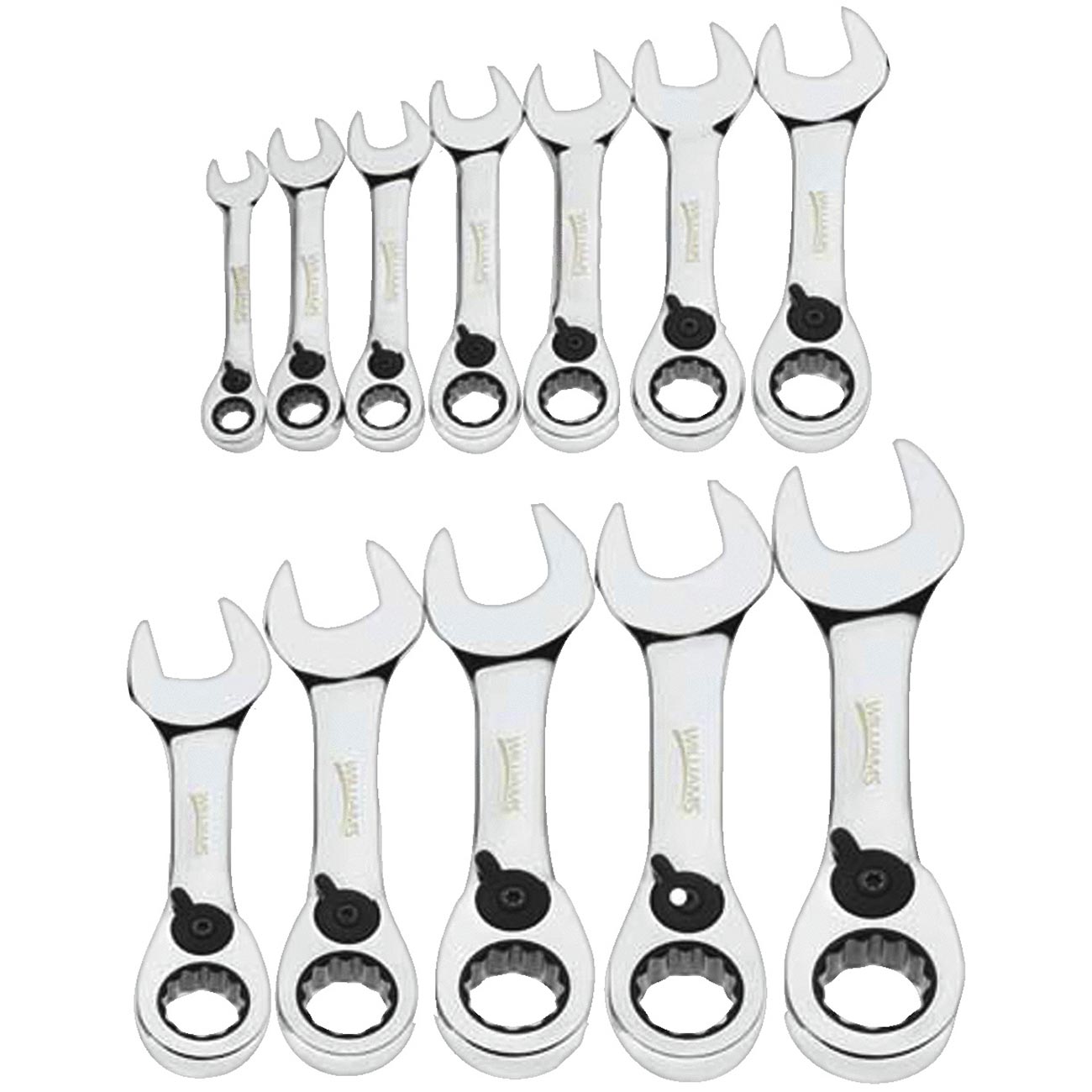 Williams Metric Stubby Reversible Ratcheting Combination Wrench Set 12-Point (12 Piece)