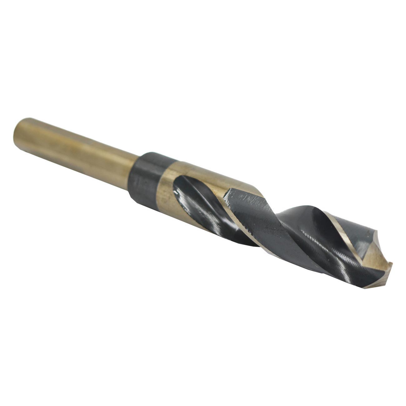 DRILL AMERICA 1-1/8 Reduced Shank HSS Black & Gold Contractor Drill Bit with 3-Flat Shank