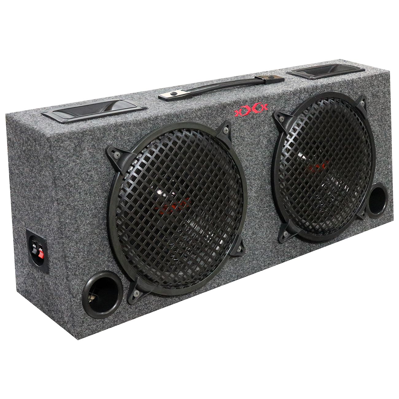WOOFER BOX DUAL 10" XXX 2-WAY LOADED ANGLE STYLE; 300WATTS