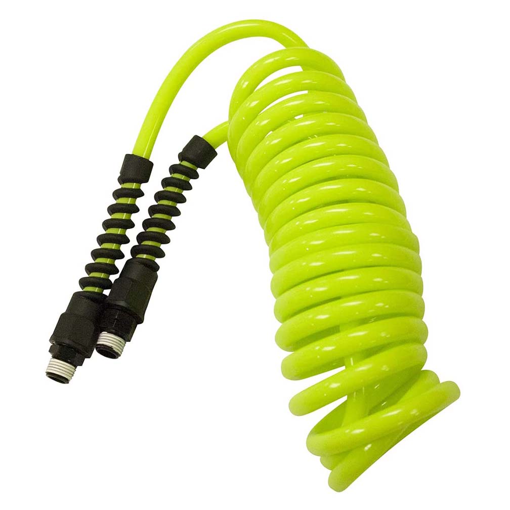 Flexzilla Polyurethane Recoil Hose 1/4in x 10ft w/ 1/4in MNPT Fittings