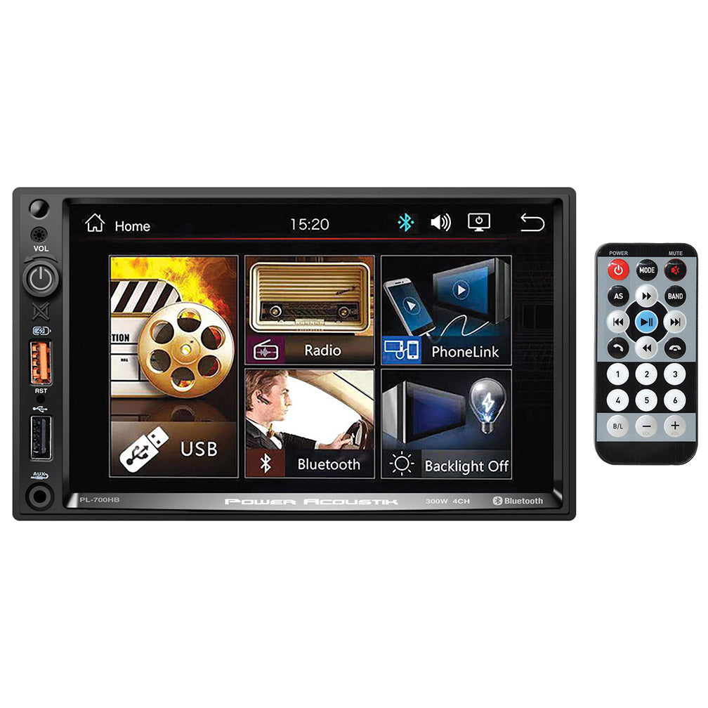 Power Acoustik 7" Double Din Mechless Multimedia Fixed Face Receiver with Bluetooth & Android PhoneL