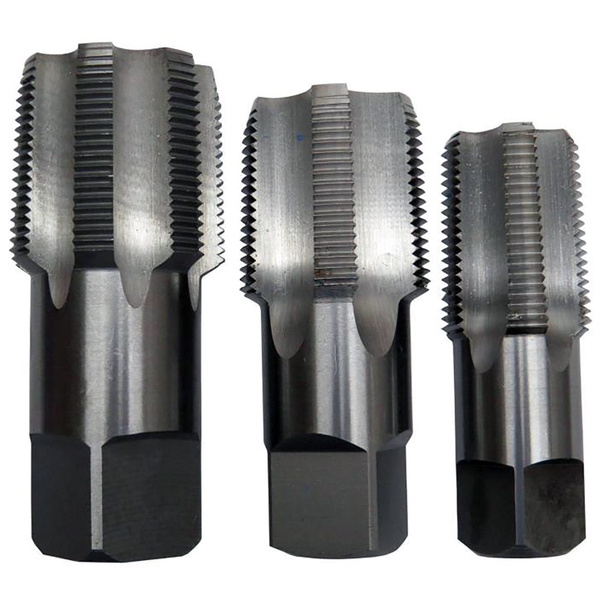 DRILL AMERICA Carbon Steel NPT Pipe Tap Set In Carry Pouch 1" - 1-1/2" (3 Piece Set)
