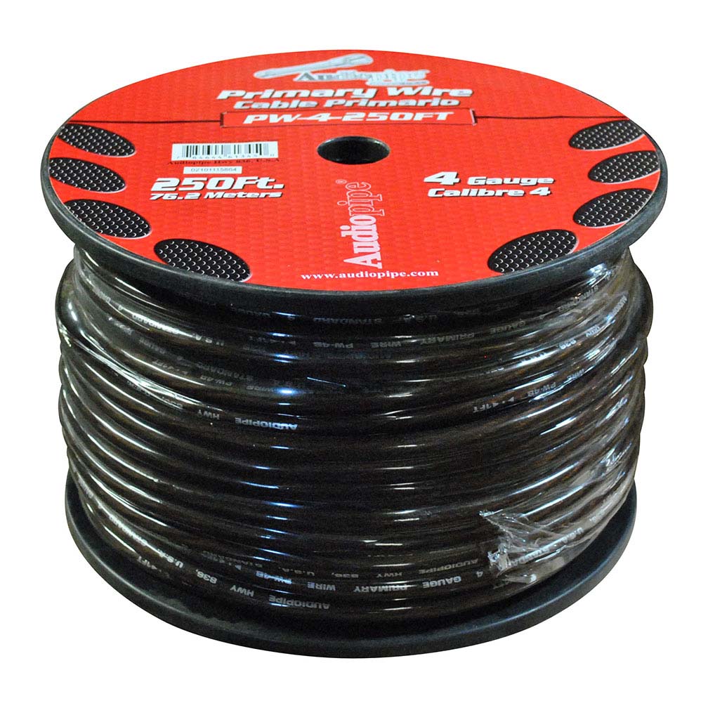 Audiopipe Power Cable 4-Gauge 250 Foot Spool - Black
