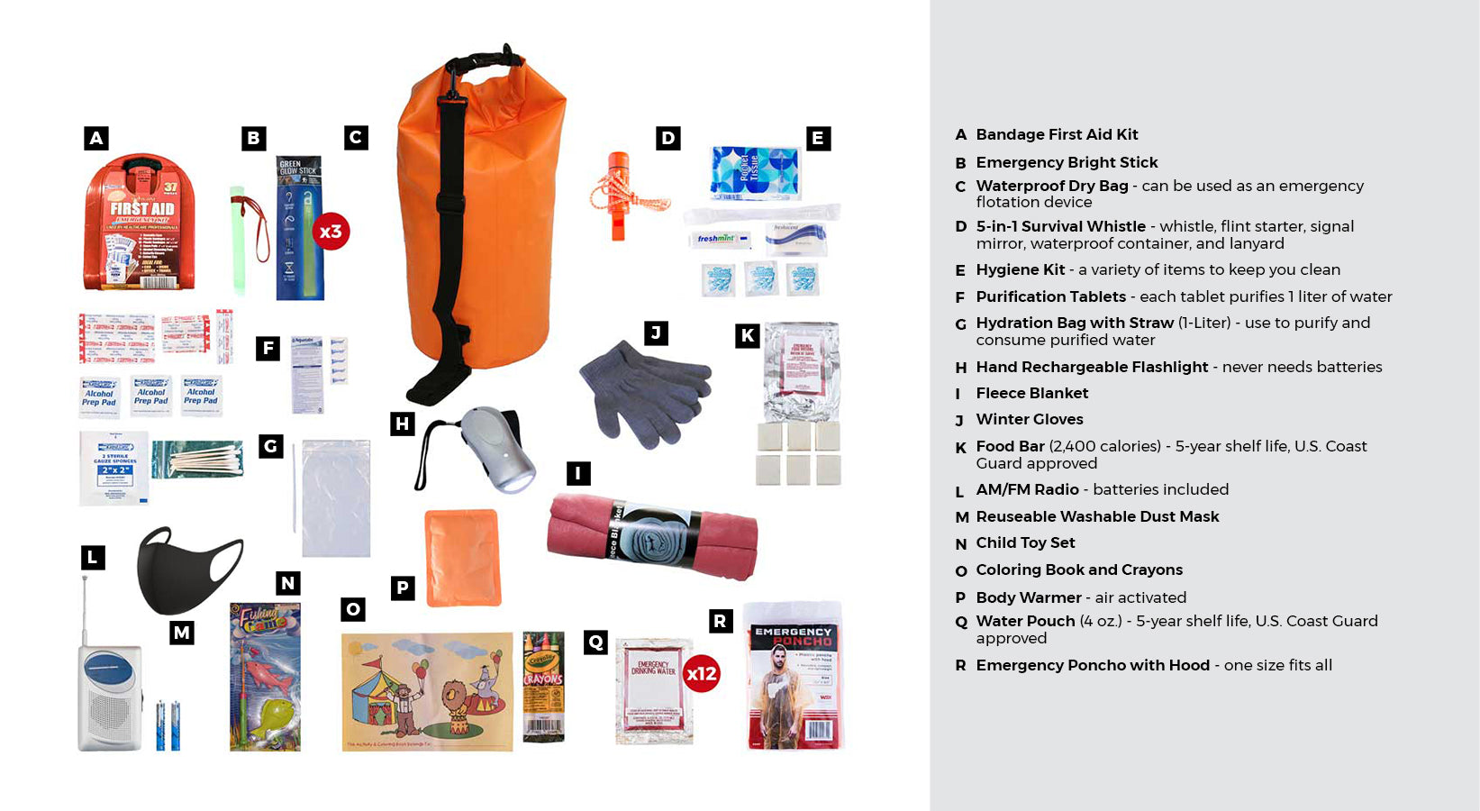 Survival Kit for Children, Dry Bag