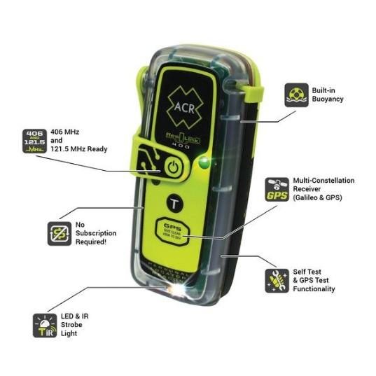 ACR ResQLink 400, 406 GPS PLB w/ Multi-Terrain Accessory Clips (programmed U.S.) | 2921 - Clinch River Fishing USA