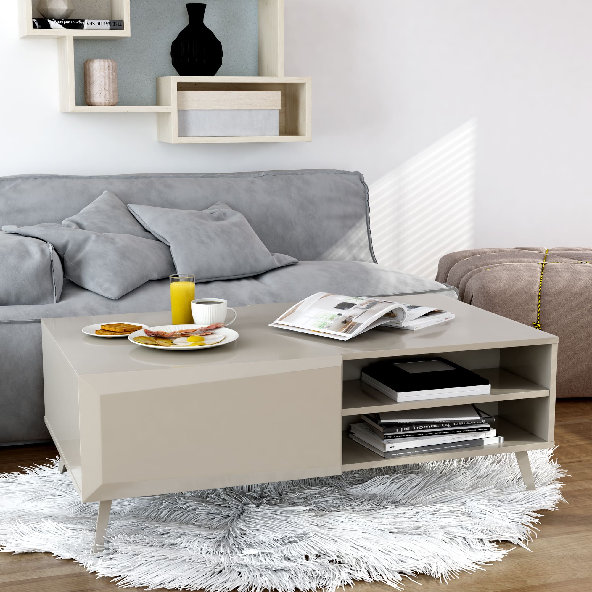 ALTUS 43″ COFFEE TABLE GLOSS GREY - Clinch River Fishing USA