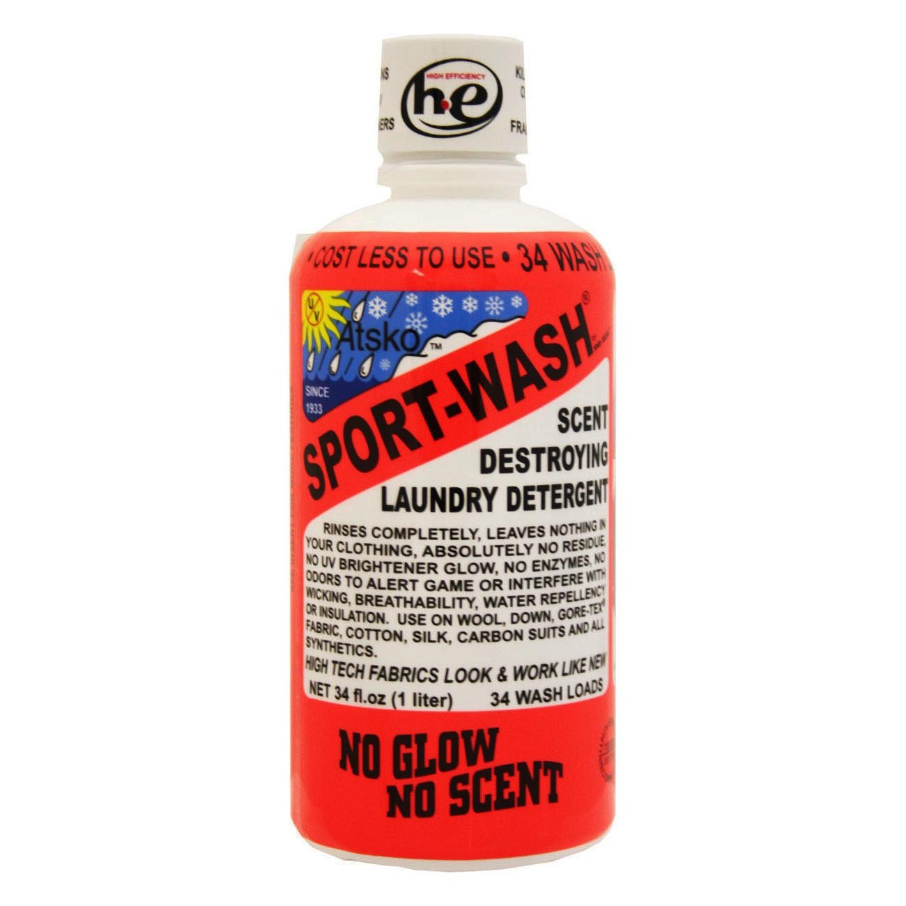 Atsko Sport - Wash Laundry Detergent: 1 Liter = 34 Wash Loads - Clinch River Fishing USA