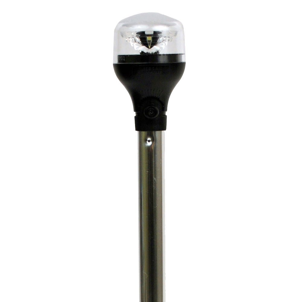 Attwood LightArmor All-Around Light - 12" Aluminum Pole - Black Vertical Composite Base w/Adapter - Clinch River Fishing USA