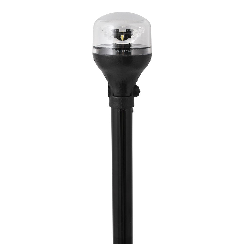 Attwood LightArmor All-Around Light - 12" Black Pole - Black Horizontal Composite Base w/Adapter - Clinch River Fishing USA