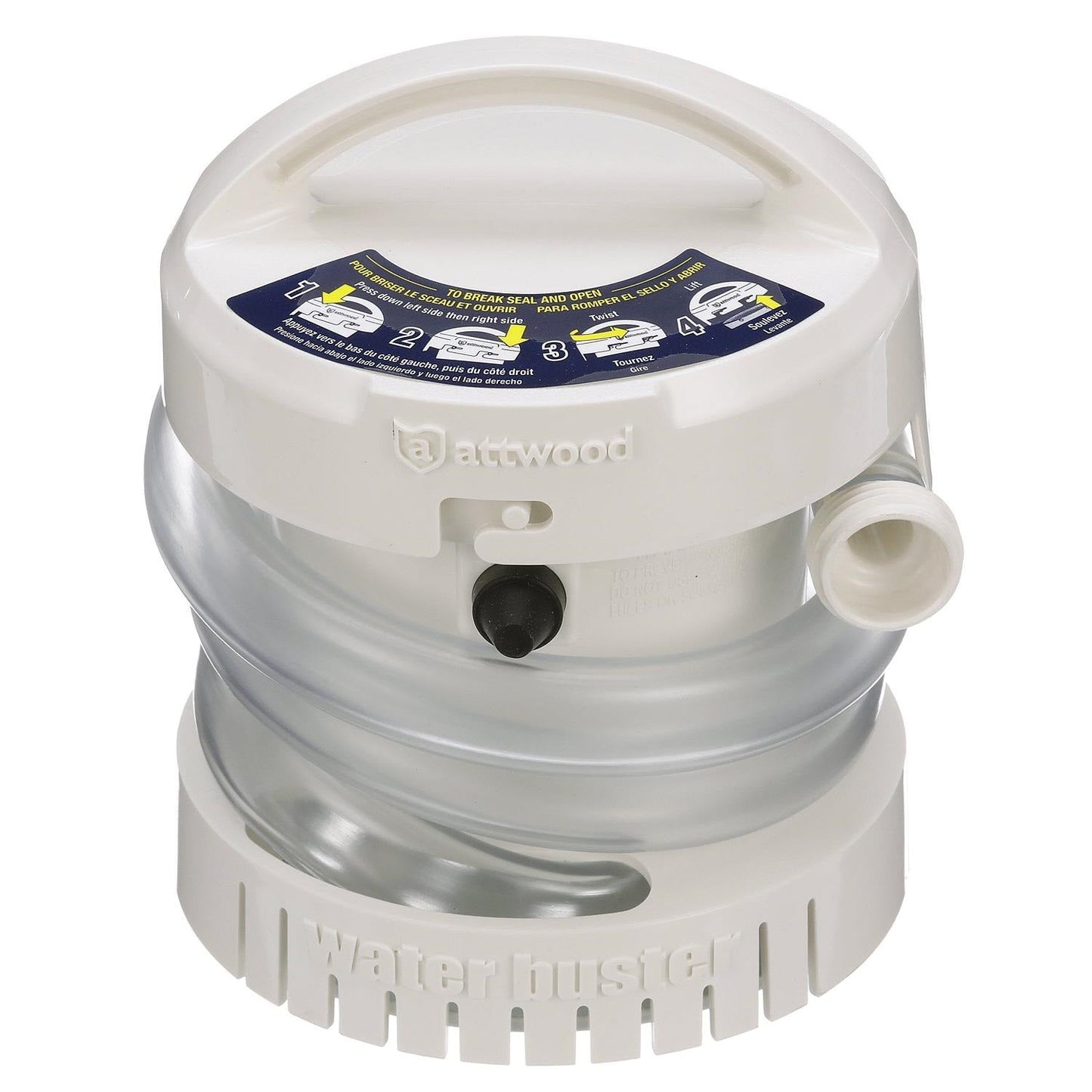 Attwood WaterBuster Portable Pump 200 GPH, 125GPH at 2ft Head, Max Head 4ft - Clinch River Fishing USA