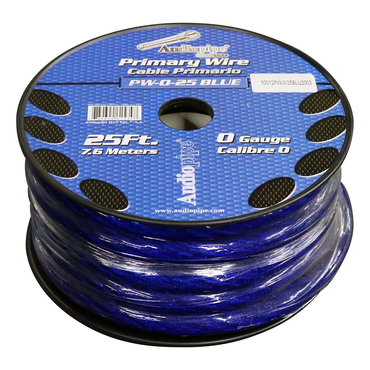 Audiopipe Power Cable 0-Gauge 25 Foot Spool - Blue - Clinch River Fishing USA