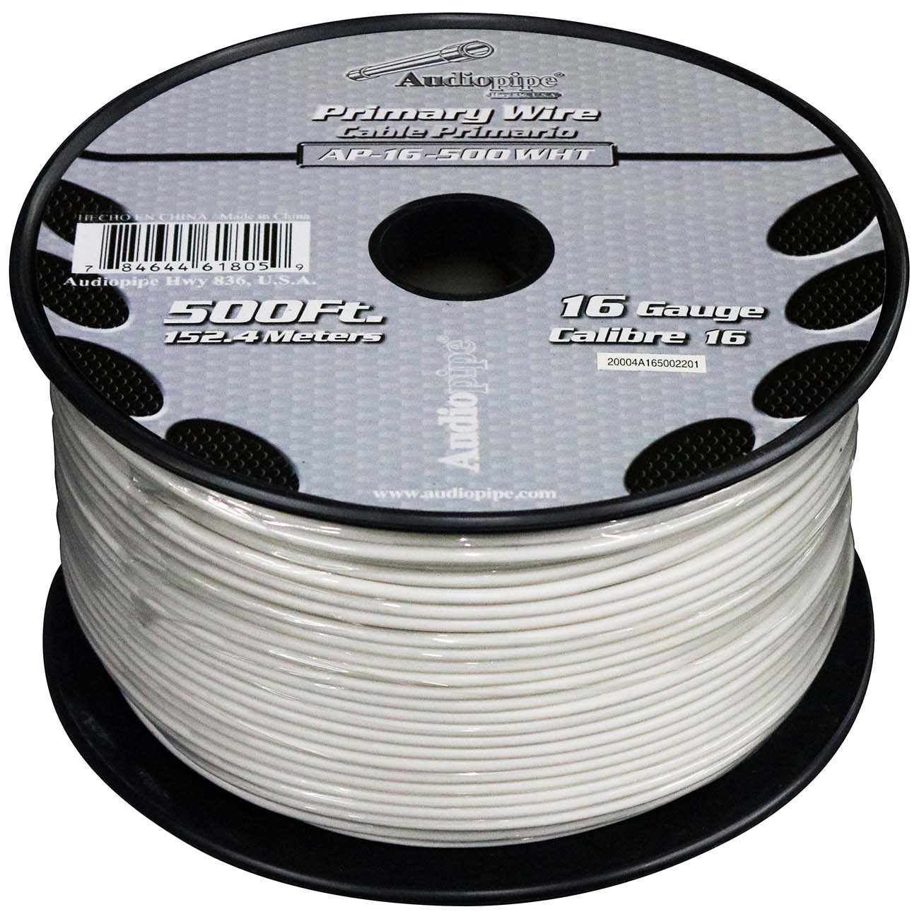 Audiopipe Primary Wire 16 - Gauge 500 Foot Spool - White - Clinch River Fishing USA