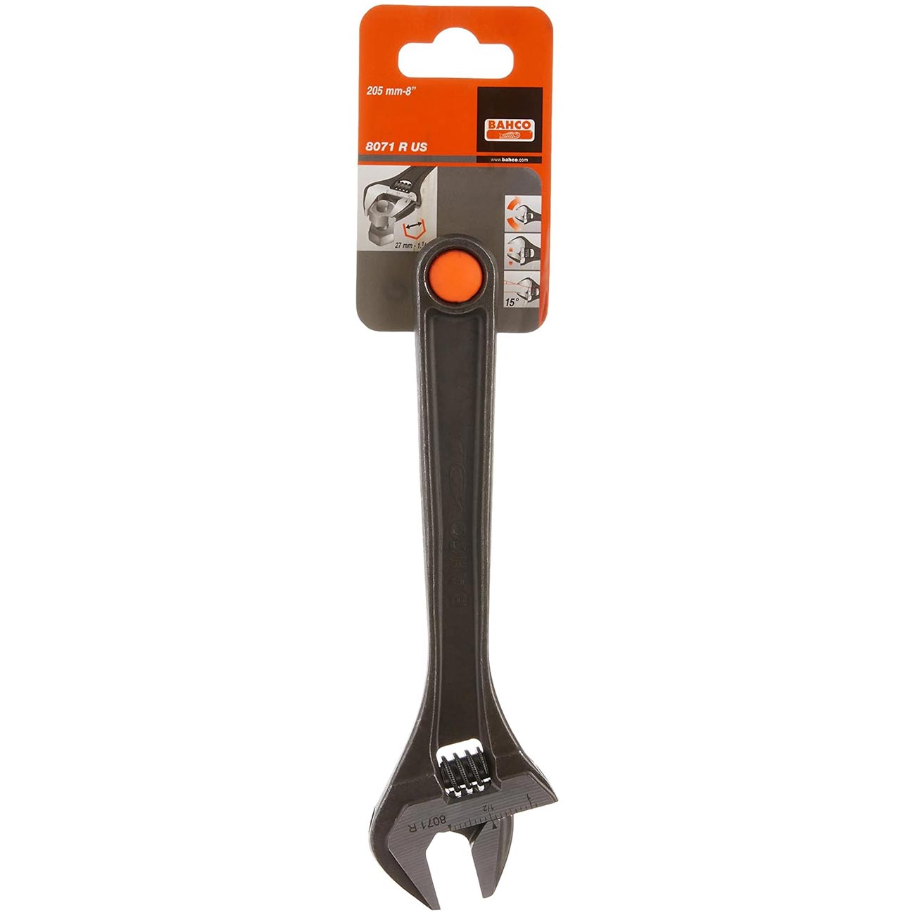 Bahco 8" Central Nut Adjustable Wrenches with Phosphate Finish - Clinch River Fishing USA