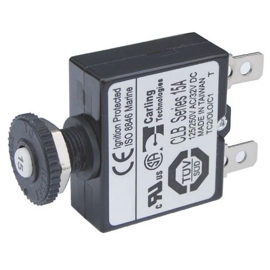 BLUE SEA Circuit Breaker Push Button QC 15A | 7056-BSS - Clinch River Fishing USA