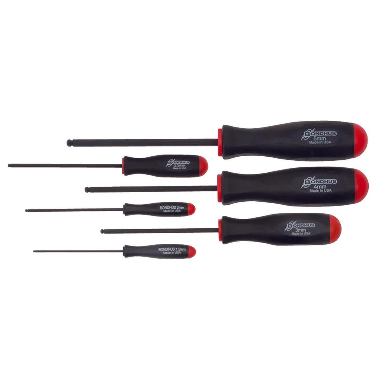 Bondhus Balldriver Metric HEX Ball End Screwdrivers 1.5mm to 5MM (6 Piece) - Clinch River Fishing USA