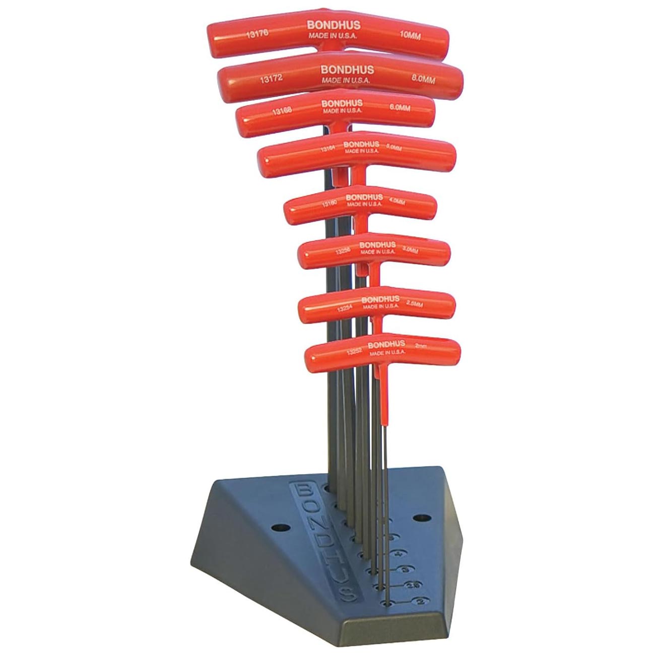 Bondhus Balldriver Metric HEX Ball End T-Handle Wrenches with Stand 2 to 10mm (8 Piece) - Clinch River Fishing USA