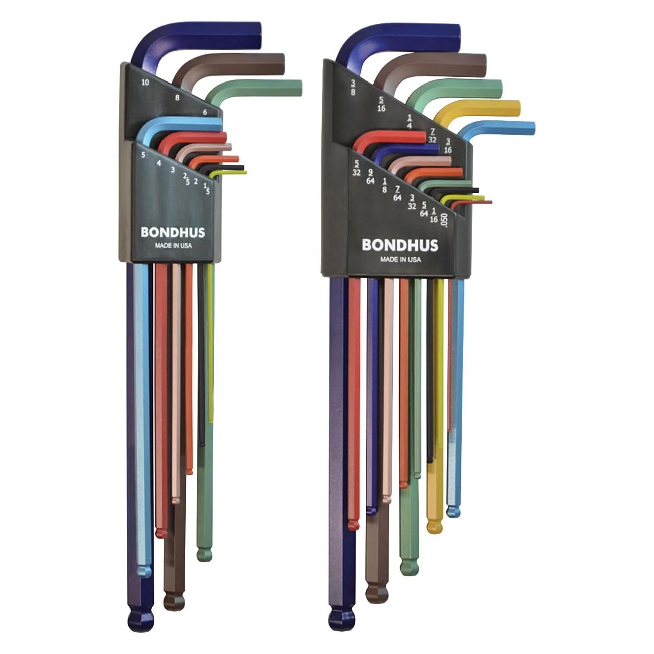 Bondhus ColorGuard Plated Balldriver Metric/SAE Ball End HEX L-Keys Double Set (22 Piece) - Clinch River Fishing USA