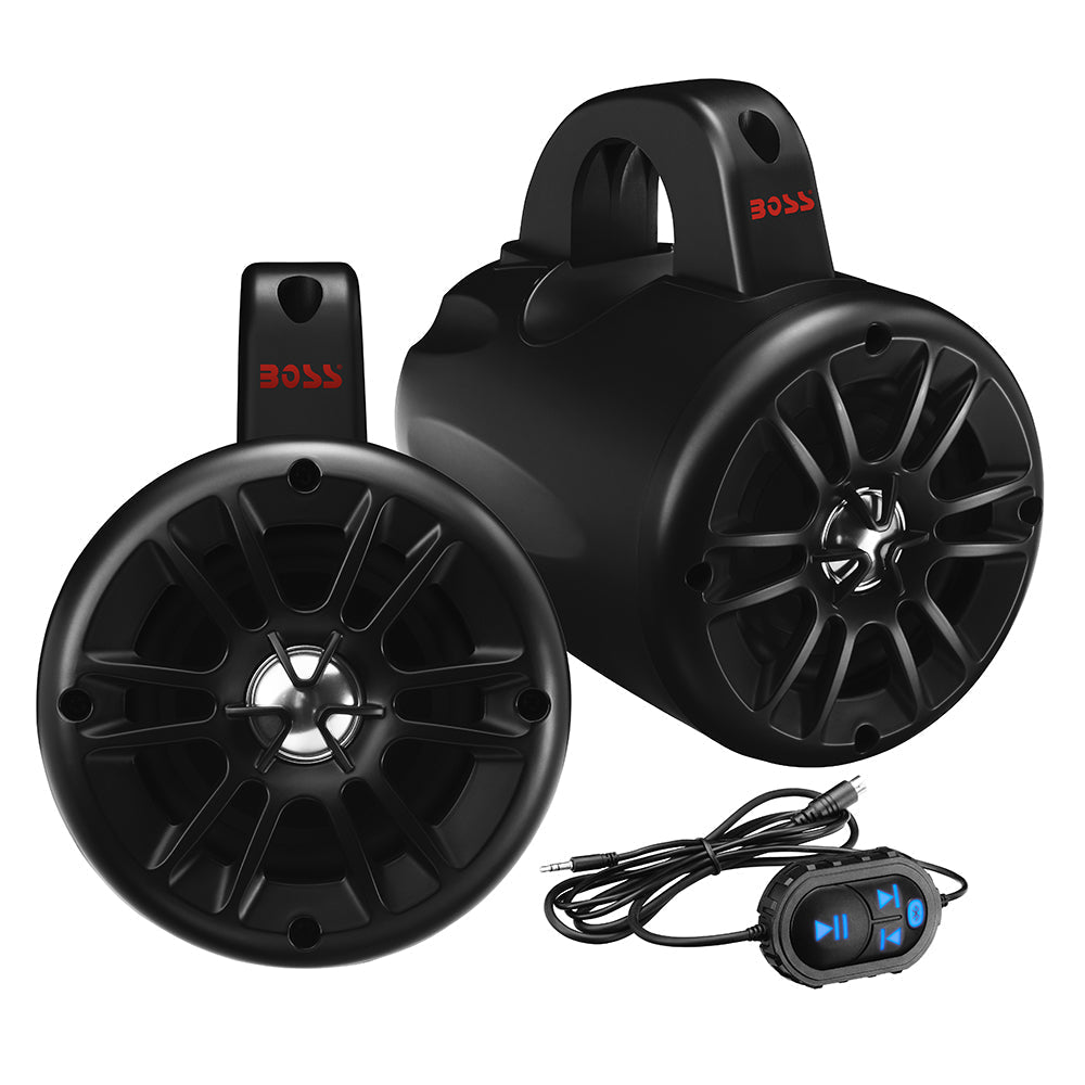 Boss Audio 4" BM40AMPBT Amplified Waketower Speakers - Matte Black - 500W - Clinch River Fishing USA