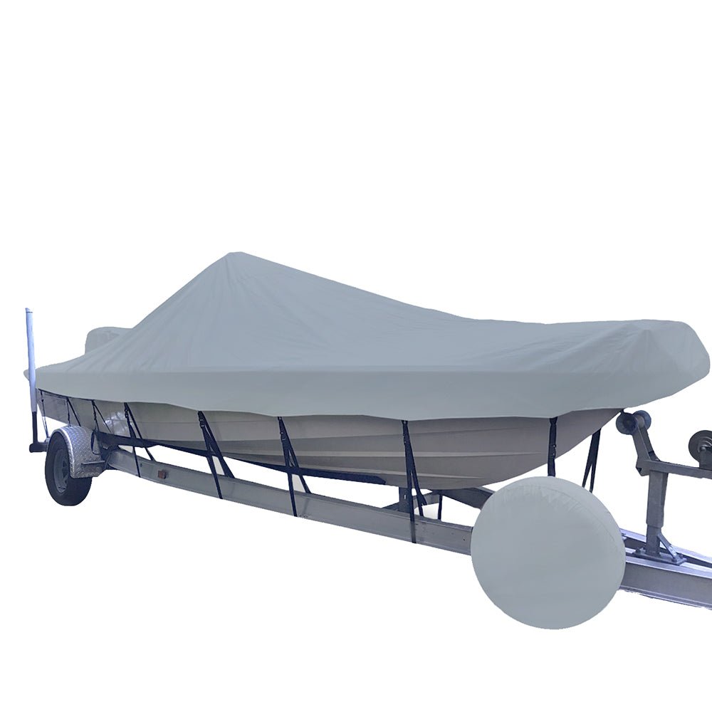 Carver Sun - DURA® Narrow Series Styled - to - Fit Boat Cover f/23.5' V - Hull Center Console Shallow Draft Boats - Grey - Clinch River Fishing USA