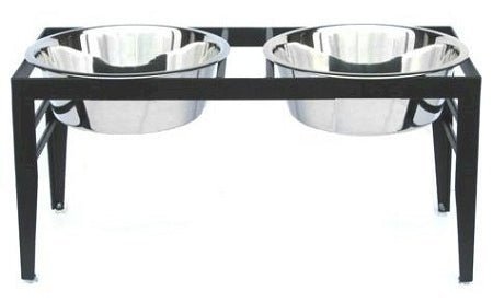 Chariot Double Elevated Dog Bowl - Medium/Black - Clinch River Fishing USA