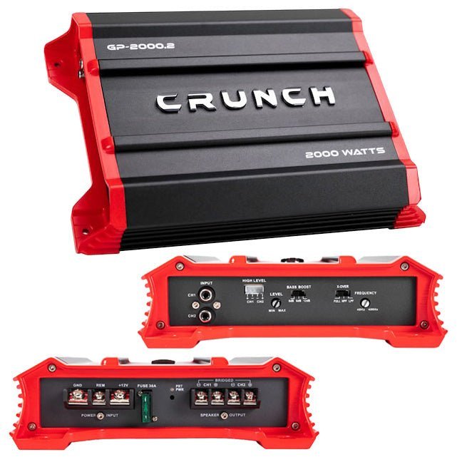 Crunch Ground Pounder 2 X 500 @ 4 Ohms 2 X 1000 @ 2 Ohms 1 X 2000 Watts @ 4 Ohms Bridged - Clinch River Fishing USA