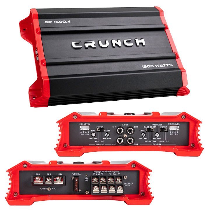 Crunch Ground Pounder 4 x 190 @ 4 Ohms 4 x 375 @ 2 Ohms 2 x 750 Watts @ 4 Ohms Bridged - Clinch River Fishing USA