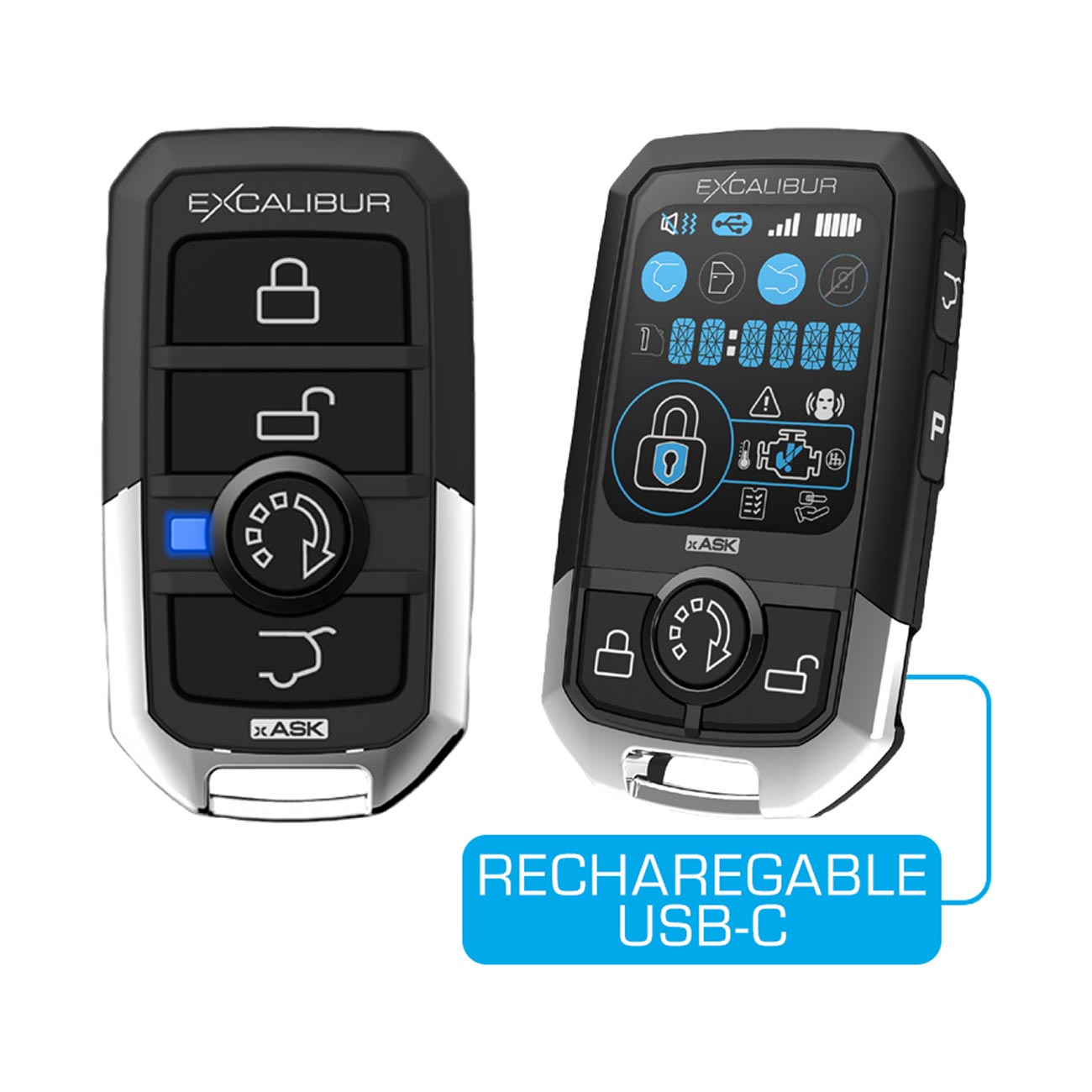 Excalibur Car Alarm/Remote Start with 3-Color LCD 2-Way Remote & 1500 Foot Range - Clinch River Fishing USA